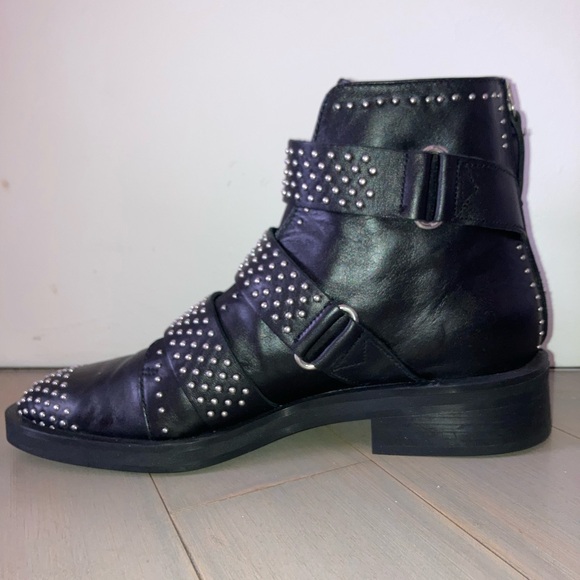 NEW! Black Leather Studded Moto Boots size 39 - Picture 3 of 5